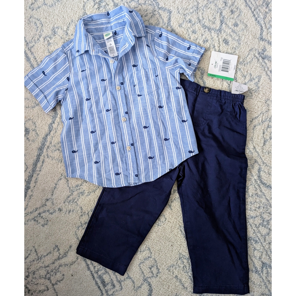 Blue Striped Kids Shirt with Navy Pants